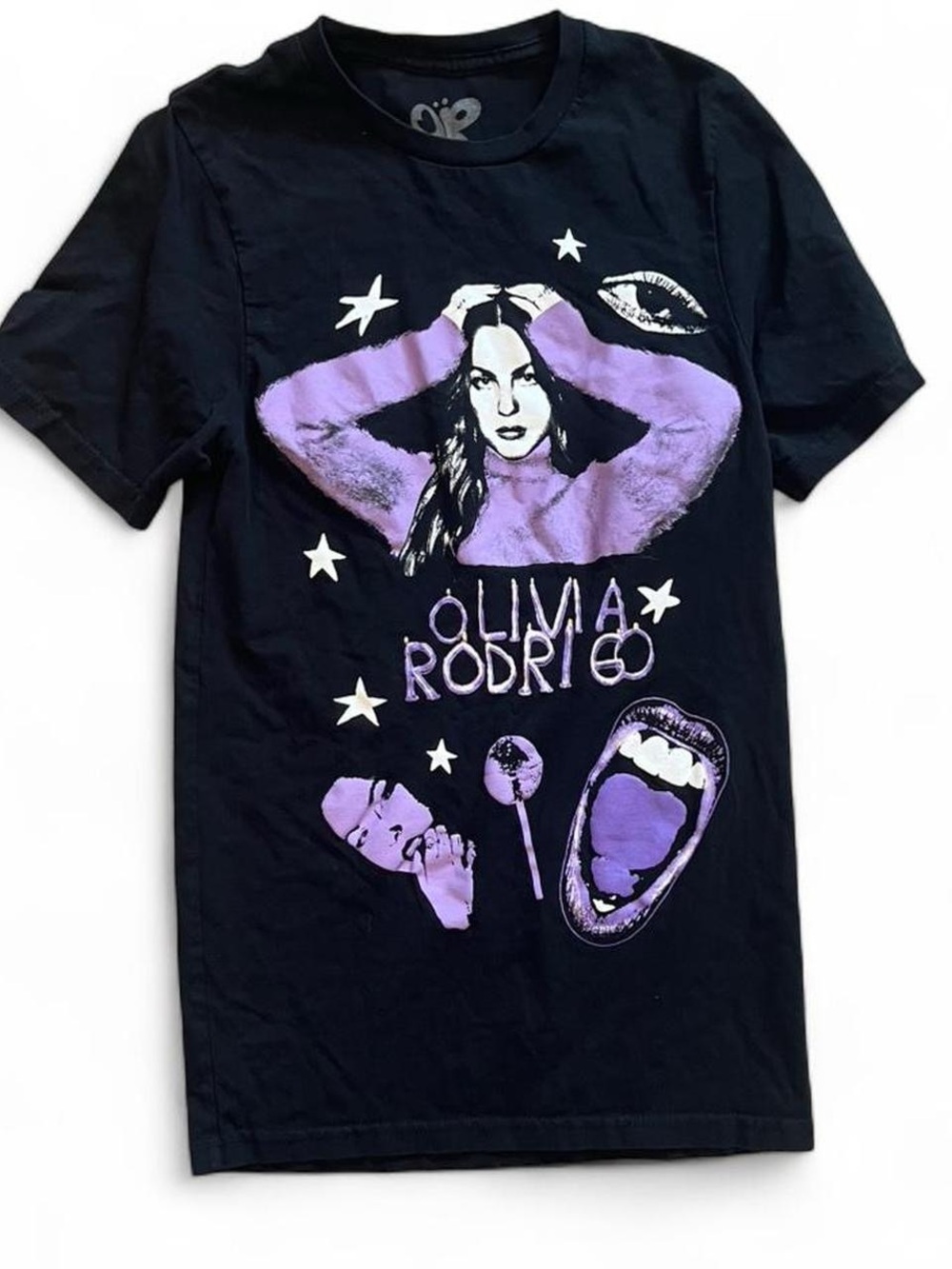 Olivia Rodrigo Black Graphic Tee with Purple Print